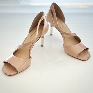 Antonio Melani Women's Nude Patent Leather Heels with Gold Stiletto - Size 8.5